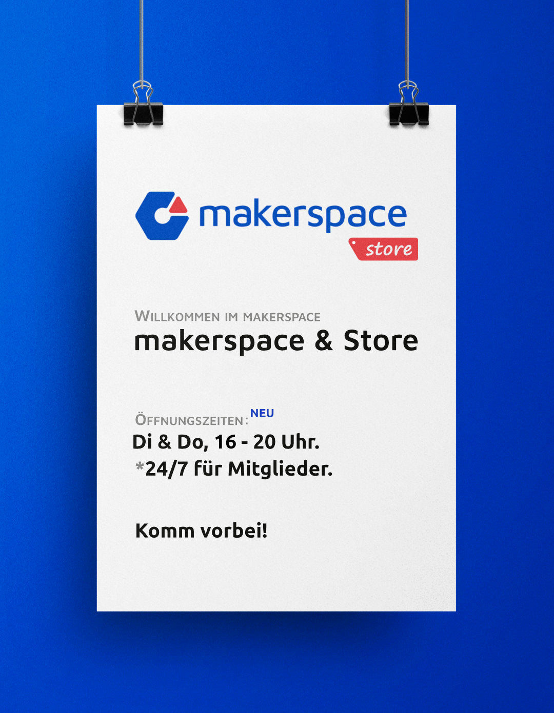 Plakat zu den Öffnungszeiten vom makerspace Braunschweig
